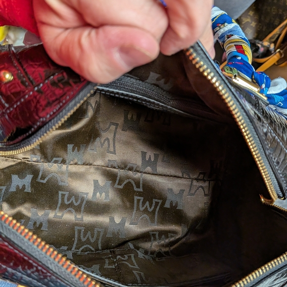 Metrocity Black Croc-Embossed Satchel with Gold Accents - Picture 8 of 9